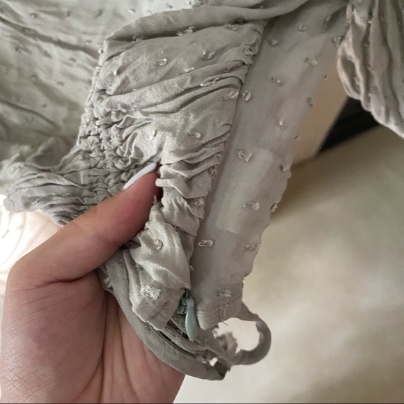 Gray Clipdot Milkmaid DrawStrings Crop Top - Picture 8 of 9